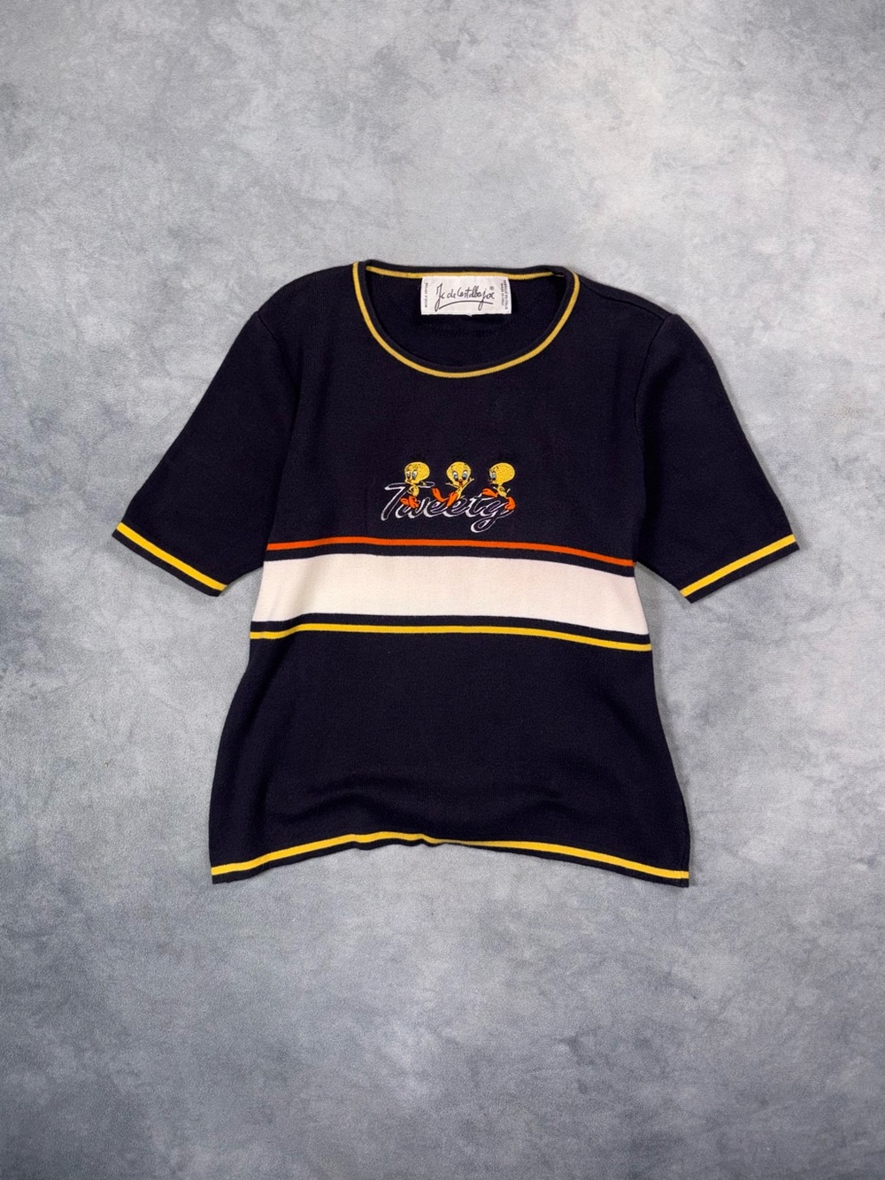 JC De Castelbajac x Looney Tunes Tweety Vintage 90s Luxury Knit Y2K T Shirt Rare